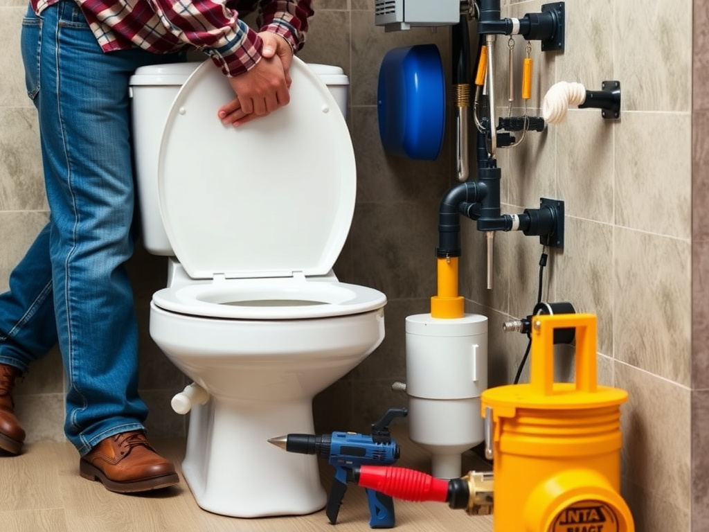 Cross-section diagram of toilet showing internal components and water flow