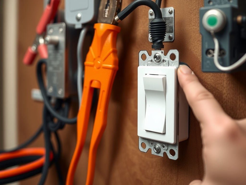 Professional electrical work setup with proper tools and equipment