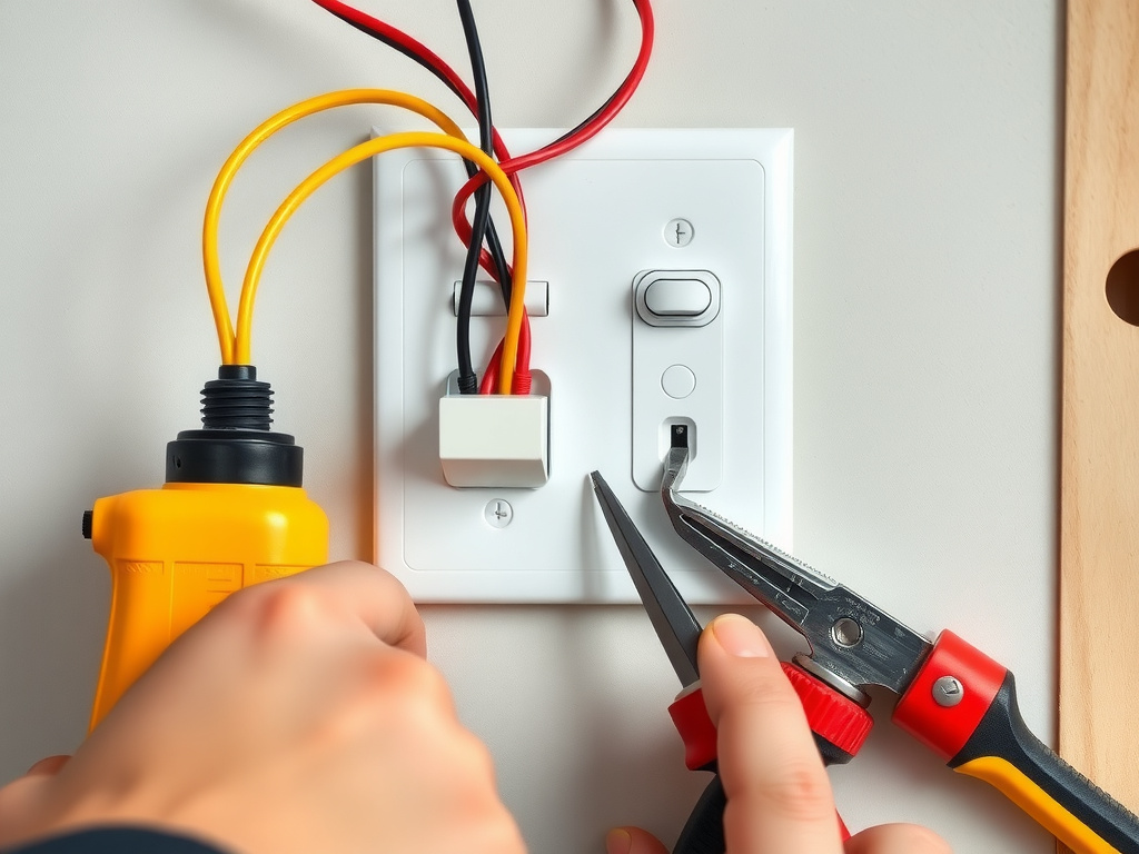 Professional electrical work setup with proper tools and equipment