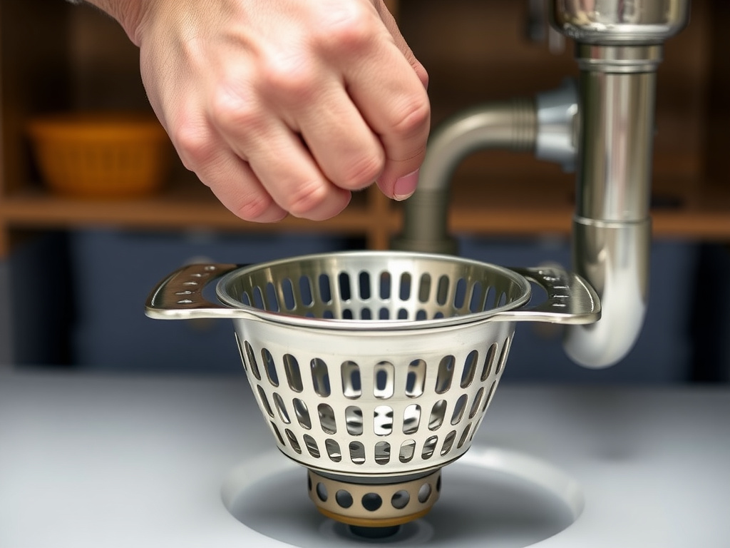 Completed Basket strainer, metal waste, no movement installation showing professional results