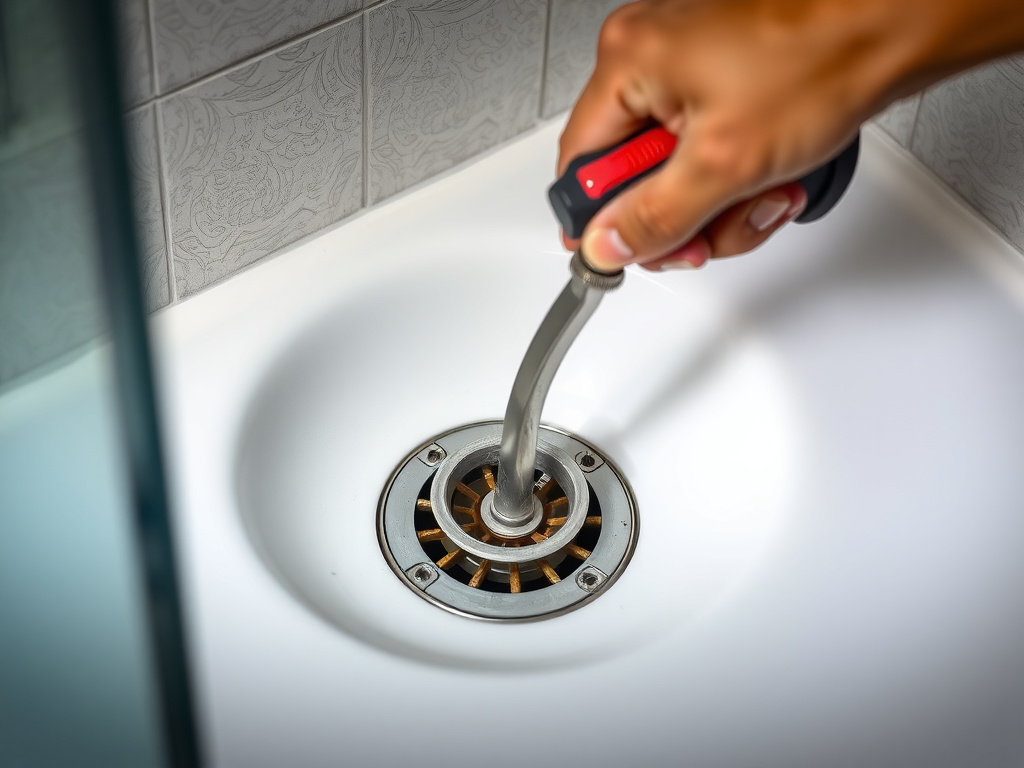 Completed shower drain removal tool installation showing professional results