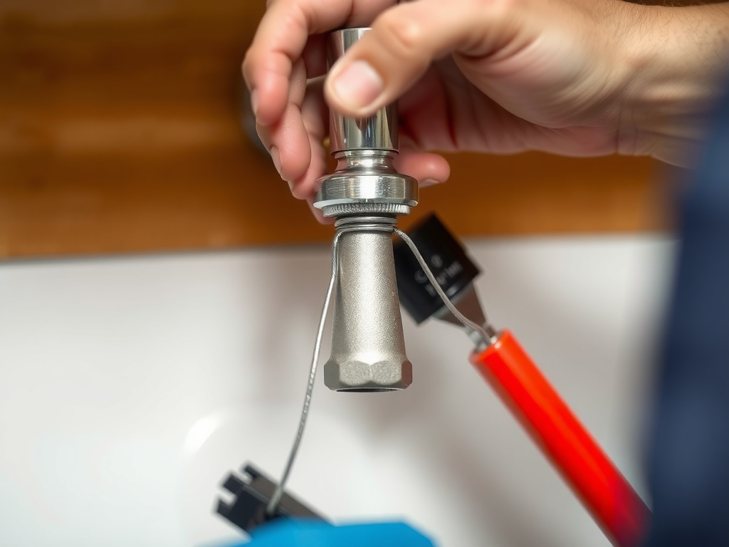 Completed Cross-threading the strainer installation showing professional results