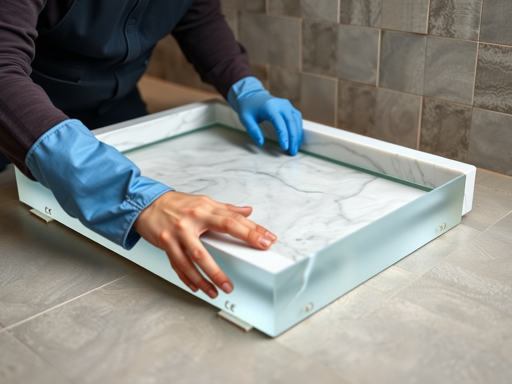 Completed Acrylic or stone-resin trays installation showing professional results