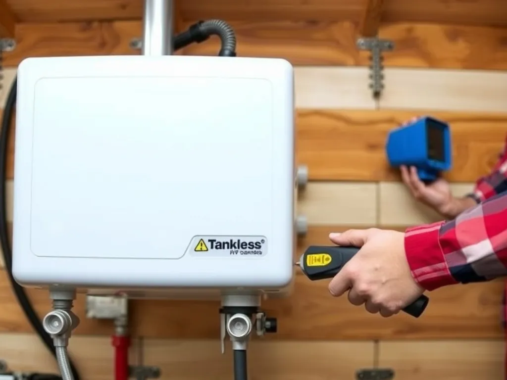 Completed Tankless RV Water Heater: Complete Selection, Inst installation showing professional results