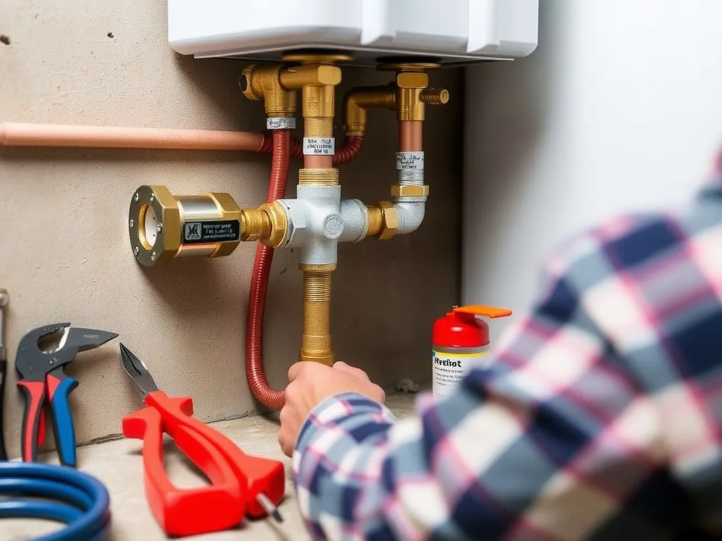 Professional Gas line upgrade setup with proper tools and equipment