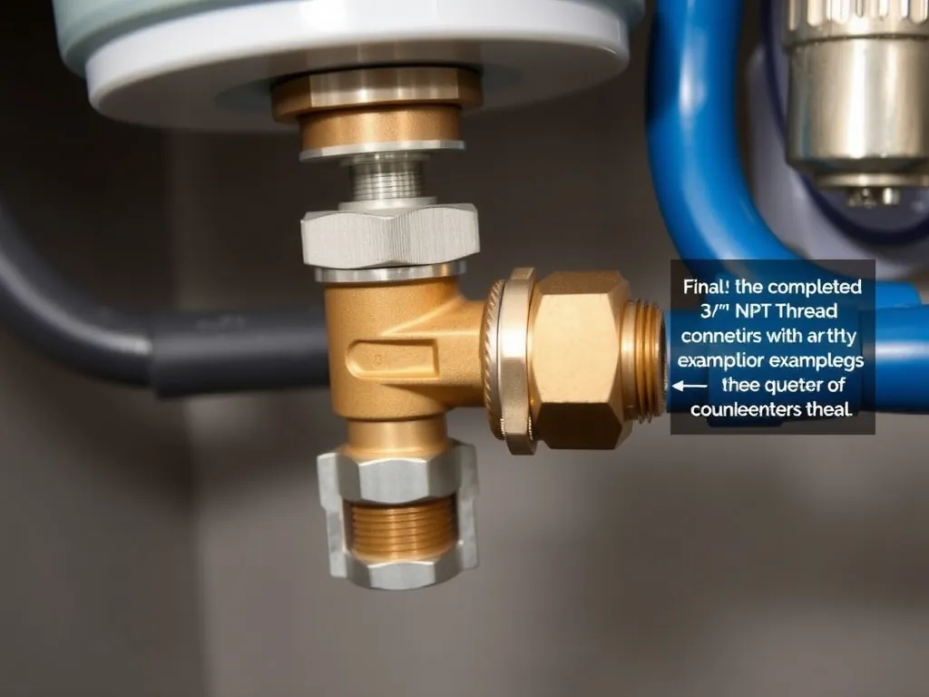 Completed ¾-inch NPT threaded connection installation showing professional results
