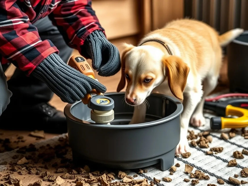 Completed Farm Innovators 1.5-Gal Heated Pet Water Bowl for Dogs: Complete Technical Guide and Winter Care Solution installation showing professional results