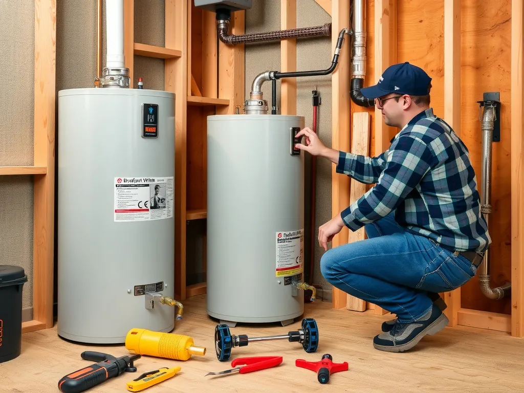 Professional Bradford White 50-gallon water heaters range from setup with proper tools and equipment