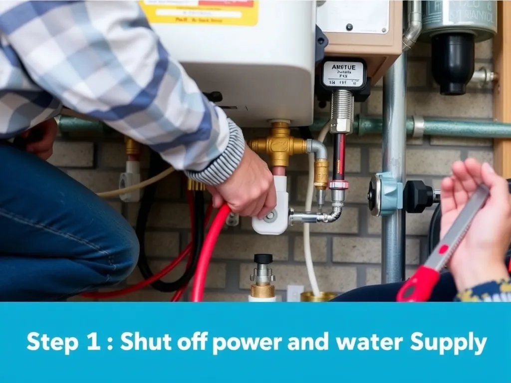 Professional Step 1: Shut Off Power and Water Supply setup with proper tools and equipment