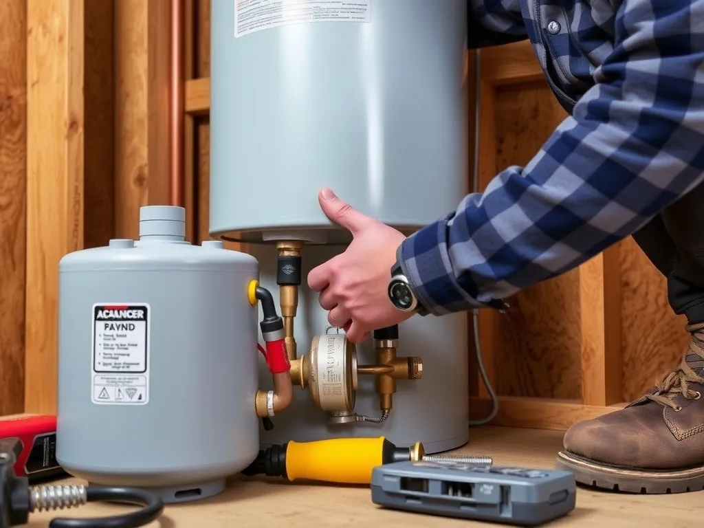Professional missing or undersized expansion tanks on water heaters setup with proper tools and equipment