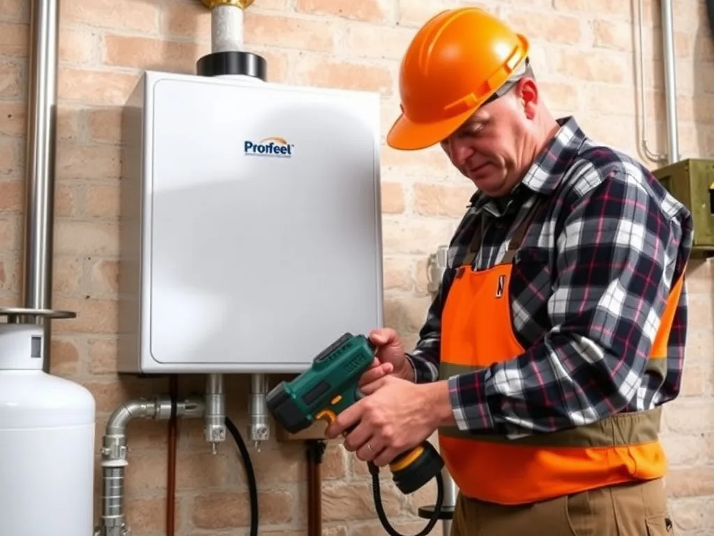 Completed Propane tankless water heater: Delivers continuous installation showing professional results